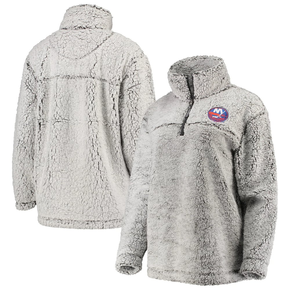 New York Islanders G-III 4Her by Carl Banks Women's Sherpa Quarter-Zip Pullover Jacket - Gray