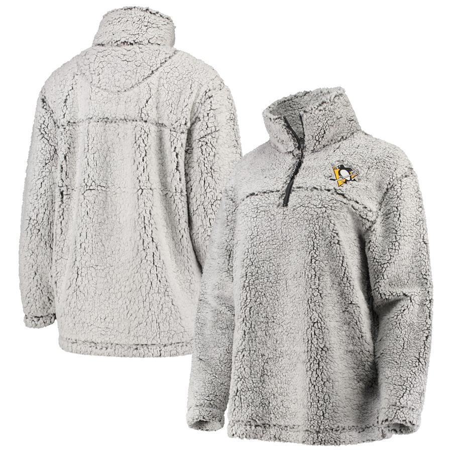 Pittsburgh Penguins G-III 4Her by Carl Banks Women's Sherpa Quarter-Zip Pullover Jacket - Gray