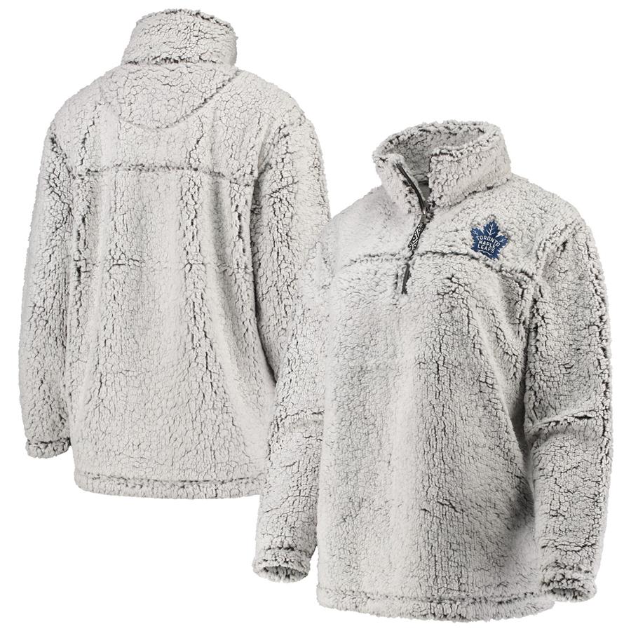 Toronto Maple Leafs G-III 4Her by Carl Banks Women's Sherpa Quarter-Zip Pullover Jacket - Gray