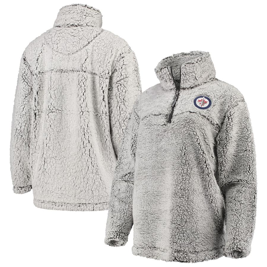 Winnipeg Jets G-III 4Her by Carl Banks Women's Sherpa Quarter-Zip Pullover Jacket - Gray
