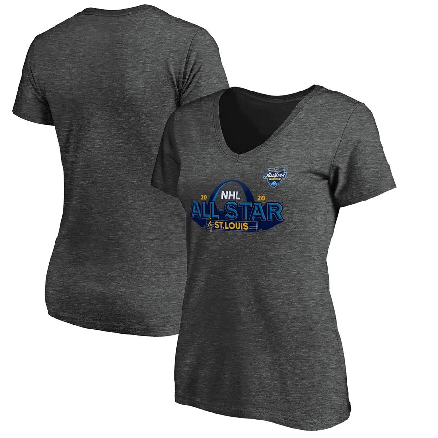 Fanatics Branded Women's 2020 NHL All-Star Game St. Louis V-Neck T-Shirt - Heather Gray