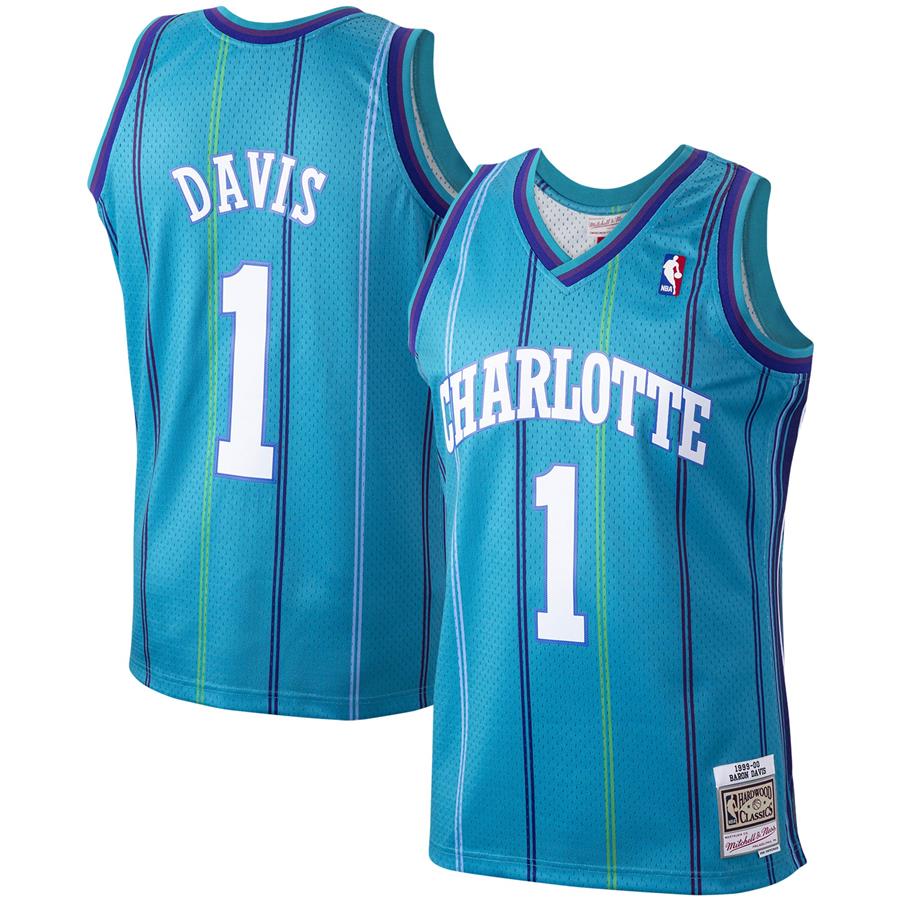 Baron Davis Charlotte Hornets Mitchell & Ness Hardwood Classics 1999-00 Swingman Jersey - Teal