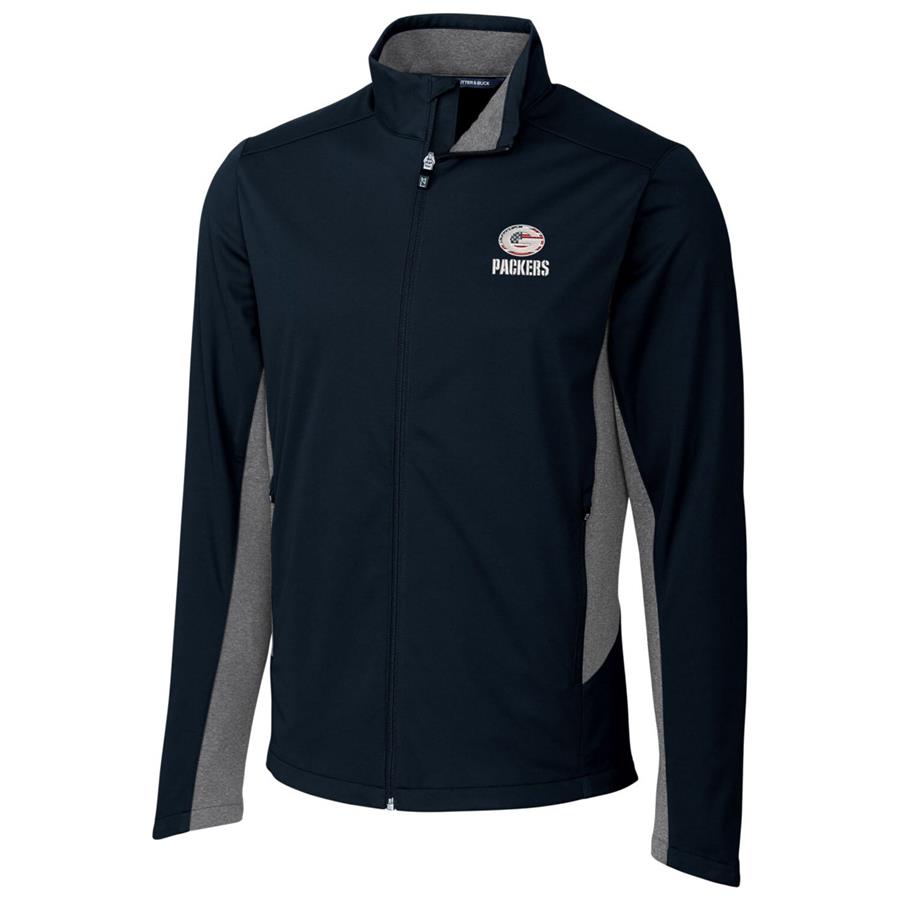 Green Bay Packers Cutter & Buck Americana Navigate Softshell Full-Zip Jacket - Navy