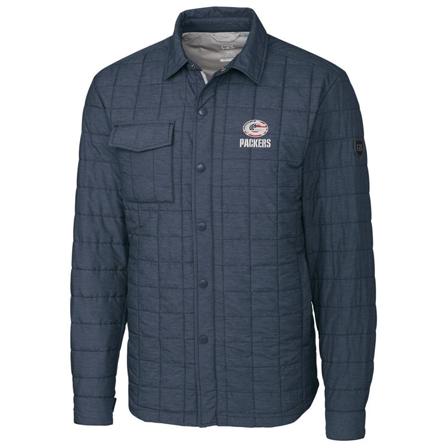 Green Bay Packers Cutter & Buck Americana Rainier Full-Snap Shirt Jacket - Navy