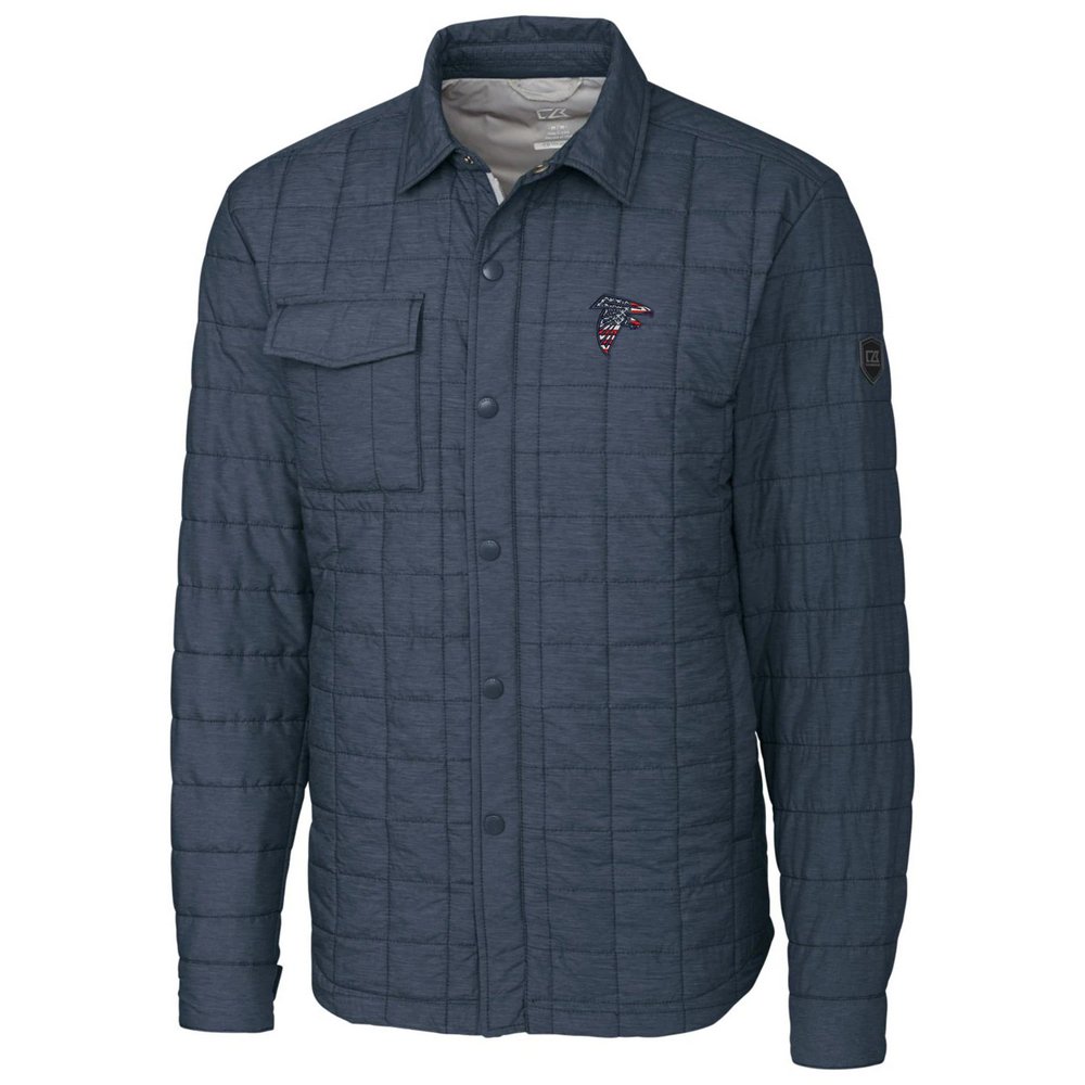 Atlanta Falcons Cutter & Buck Americana Rainier Full-Snap Shirt Jacket - Navy