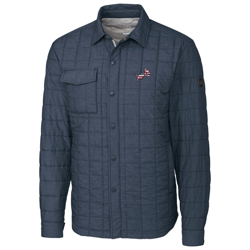 Detroit Lions Cutter & Buck Americana Rainier Full-Snap Shirt Jacket - Navy