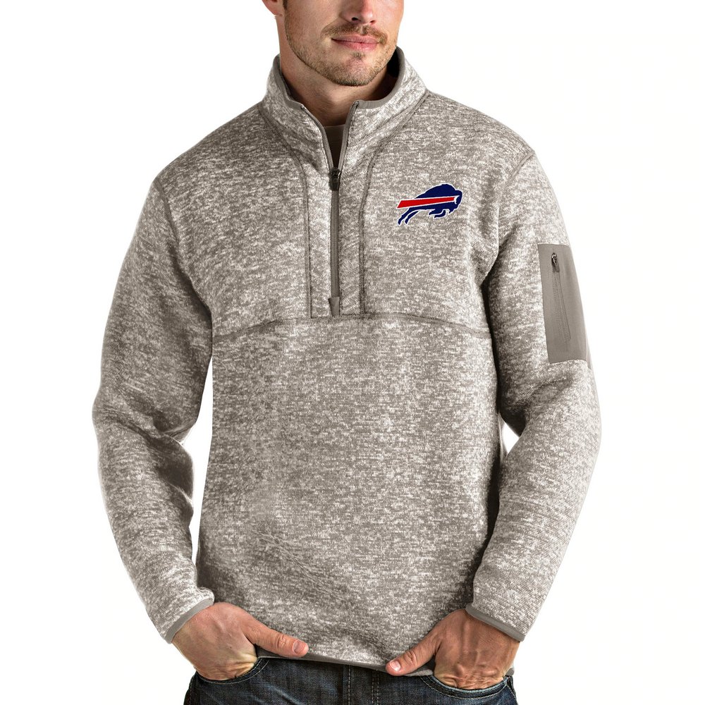 Buffalo Bills Antigua Fortune Quarter-Zip Pullover Jacket - Oatmeal