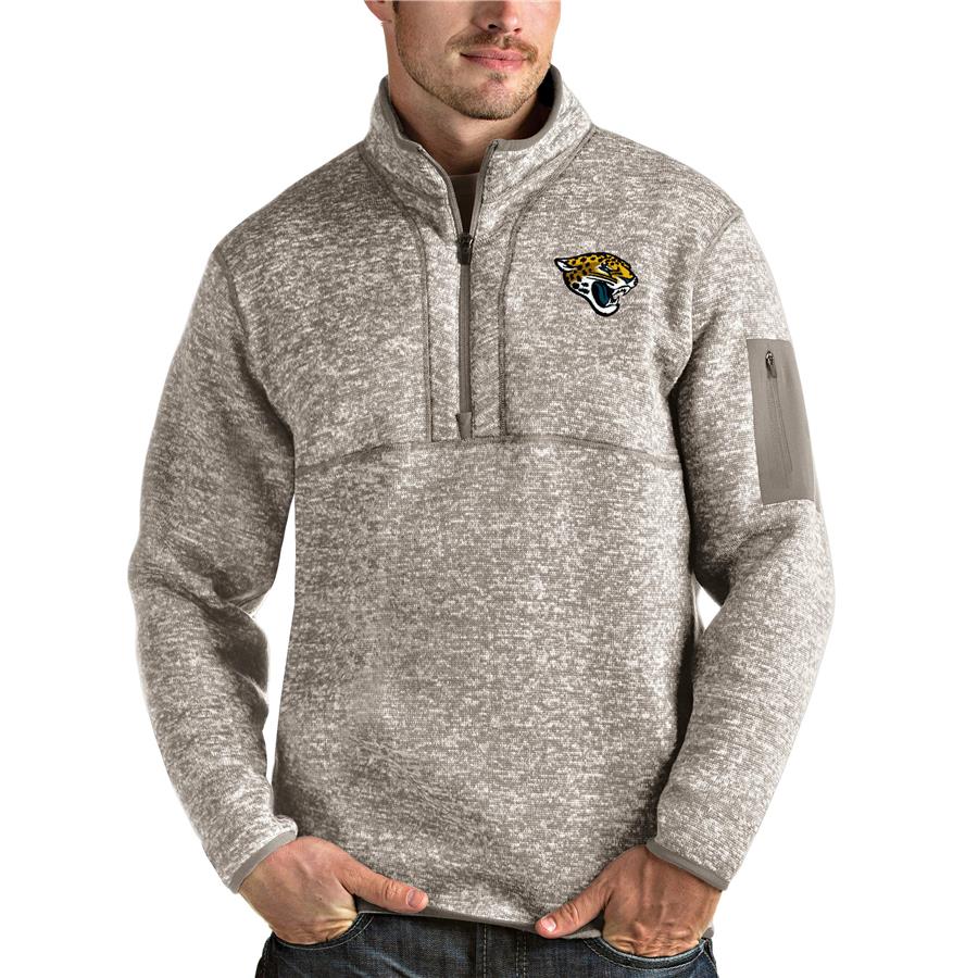 Jacksonville Jaguars Antigua Fortune Quarter-Zip Pullover Jacket - Oatmeal