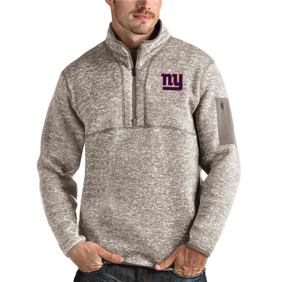 New York Giants Antigua Fortune Quarter-Zip Pullover Jacket - Oatmeal
