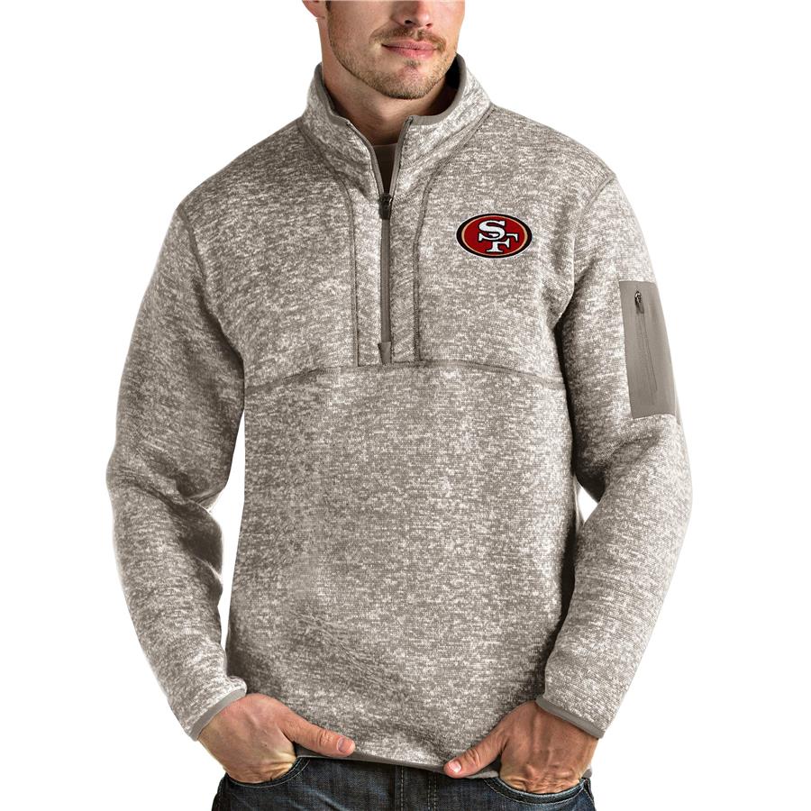 San Francisco 49ers Antigua Fortune Quarter-Zip Pullover Jacket - Oatmeal