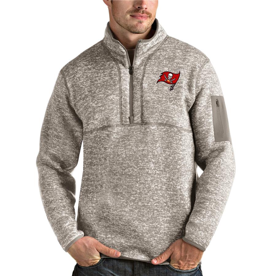 Tampa Bay Buccaneers Antigua Fortune Quarter-Zip Pullover Jacket - Oatmeal