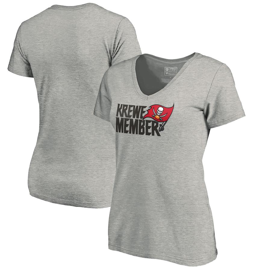 Tampa Bay Buccaneers NFL Pro Line by Fanatics Branded Women's Krewe Member V-Neck T-Shirt - Heathered Gray
