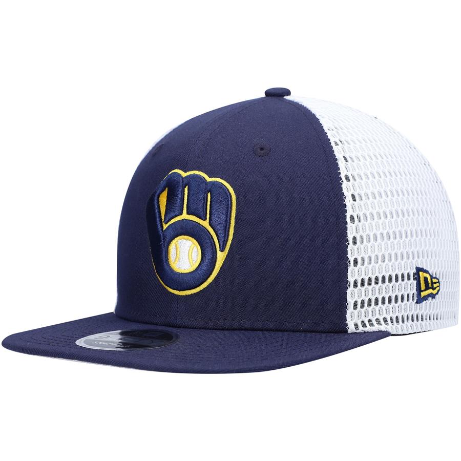 Milwaukee Brewers New Era Mesh Fresh 9FIFTY Snapback Hat - Navy
