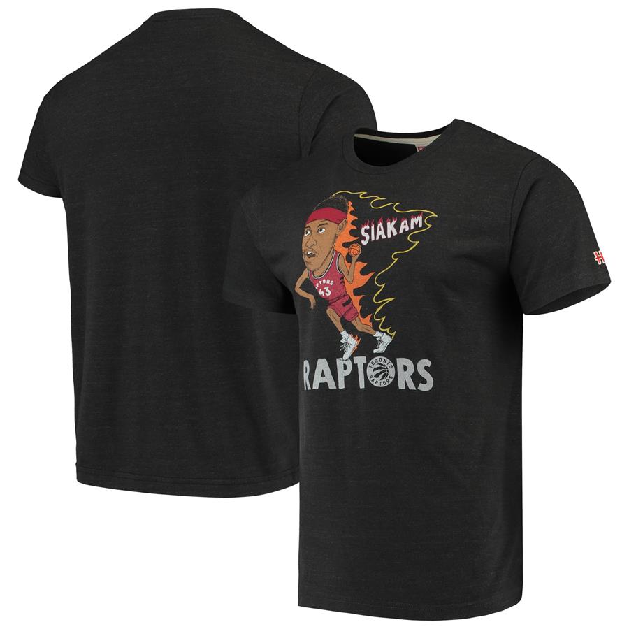 Pascal Siakam Toronto Raptors Caricature Tri-Blend T-Shirt - Charcoal