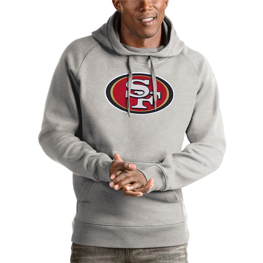 San Francisco 49ers Antigua Victory Pullover Hoodie - Heather Gray