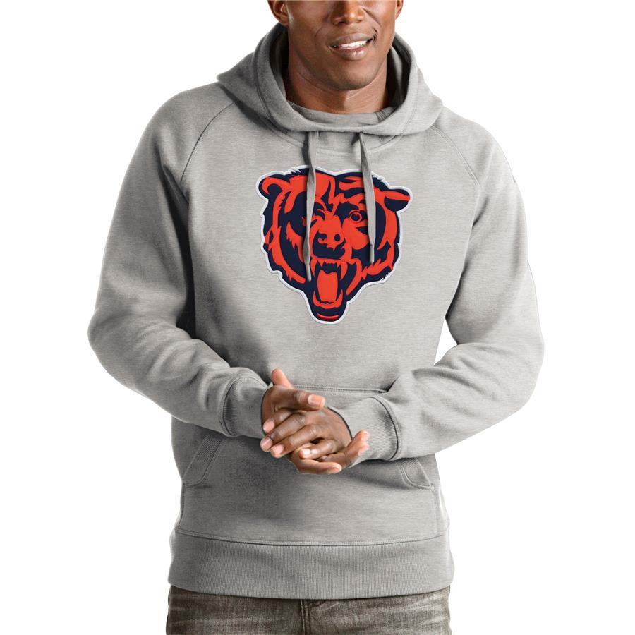 Chicago Bears Antigua Victory Pullover Hoodie - Heather Gray