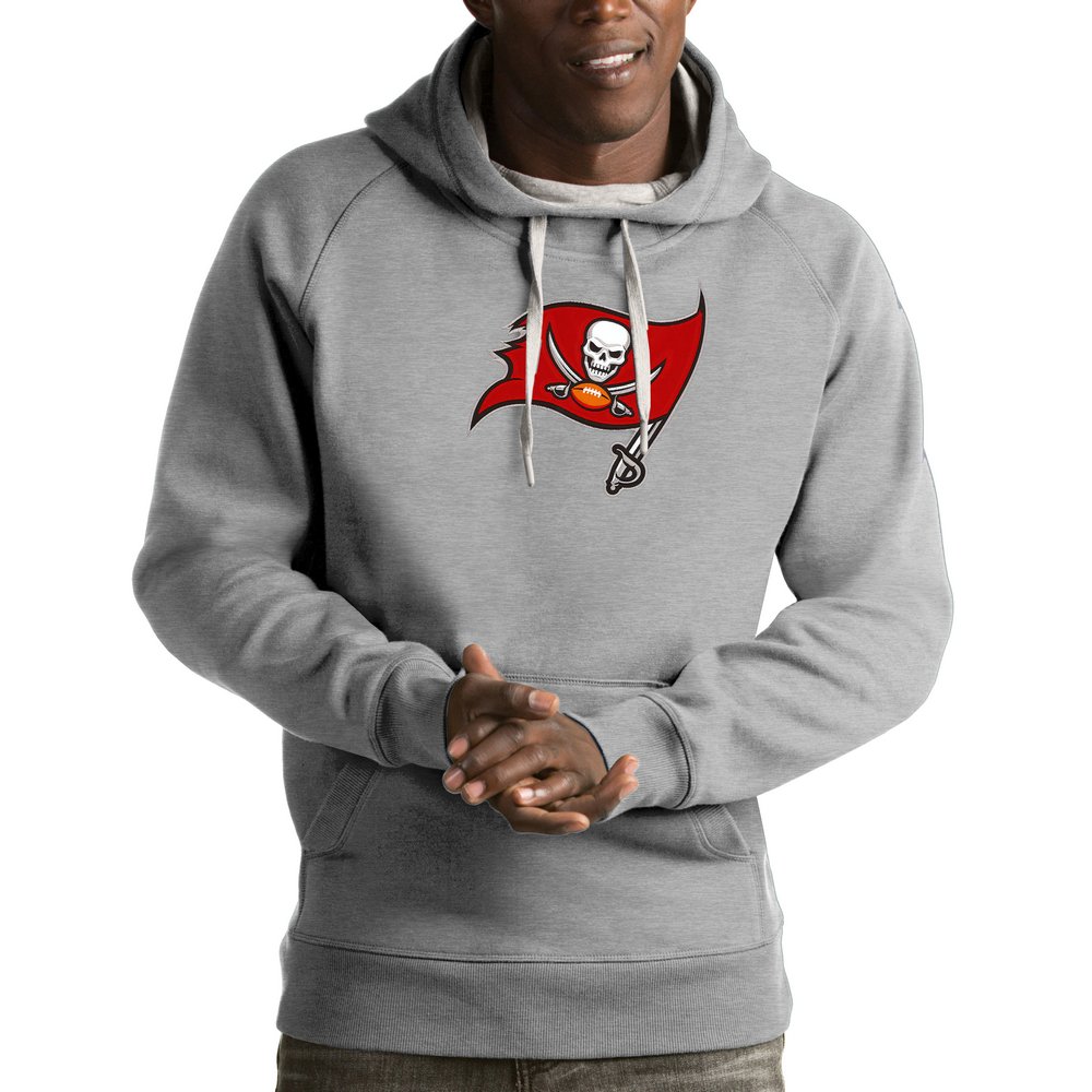 Tampa Bay Buccaneers Antigua Victory Pullover Hoodie - Heather Gray