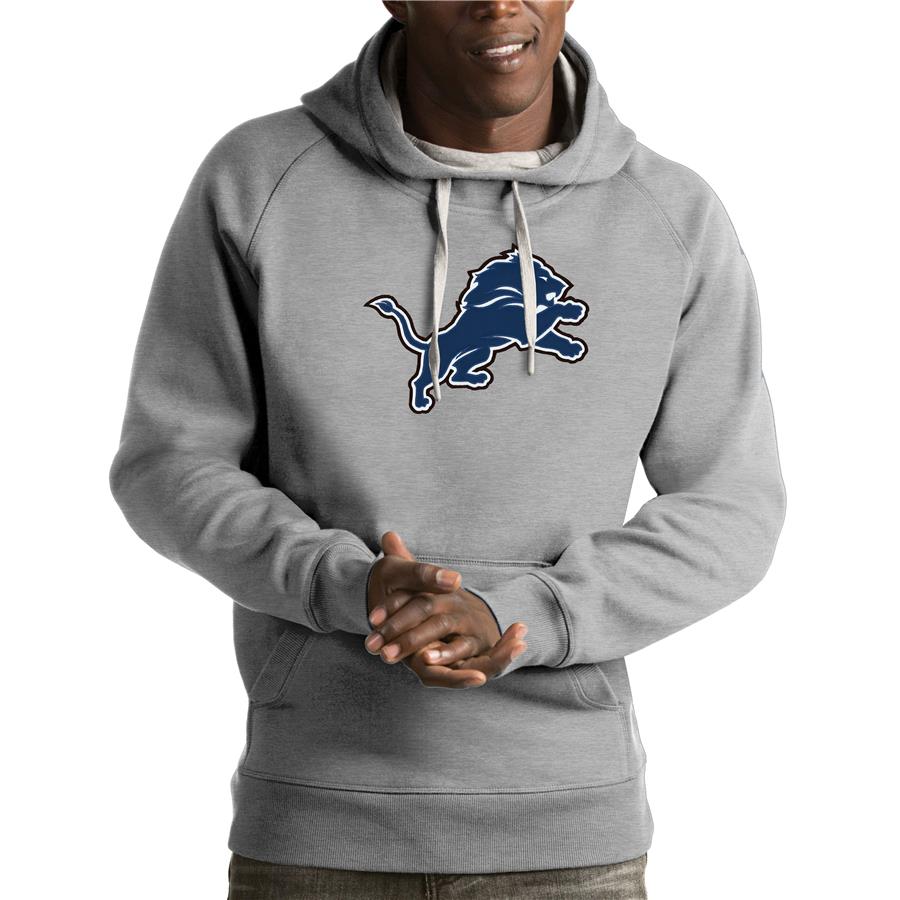 Detroit Lions Antigua Victory Pullover Hoodie - Heather Gray