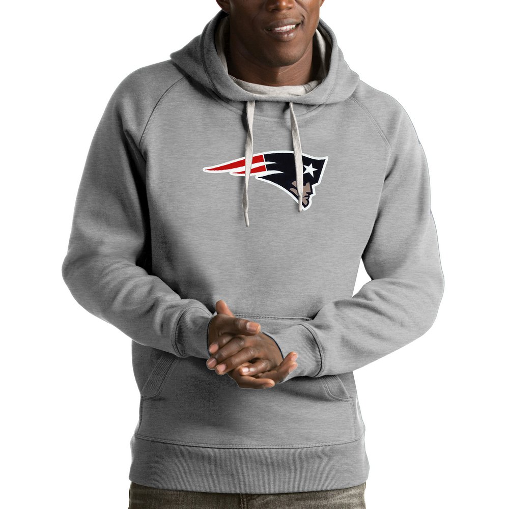 New England Patriots Antigua Victory Pullover Hoodie - Heather Gray