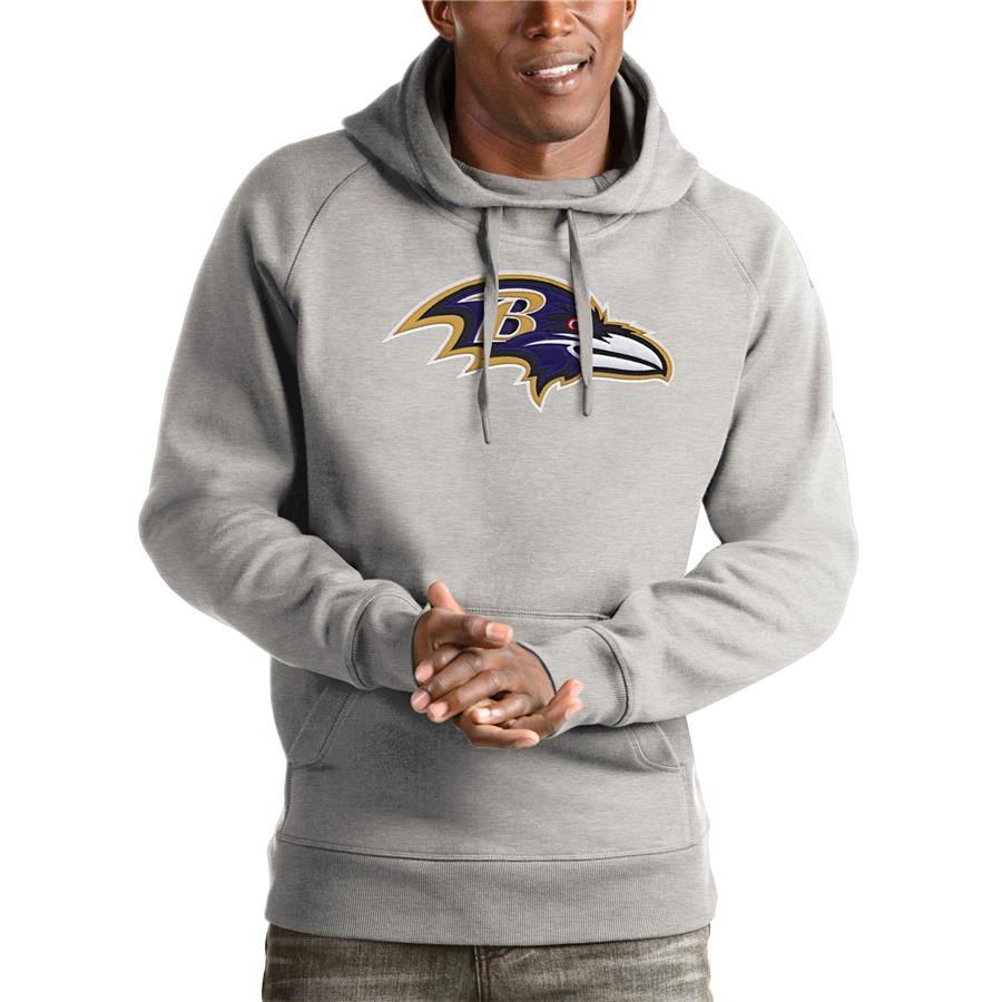 Baltimore Ravens Antigua Victory Pullover Hoodie - Heather Gray
