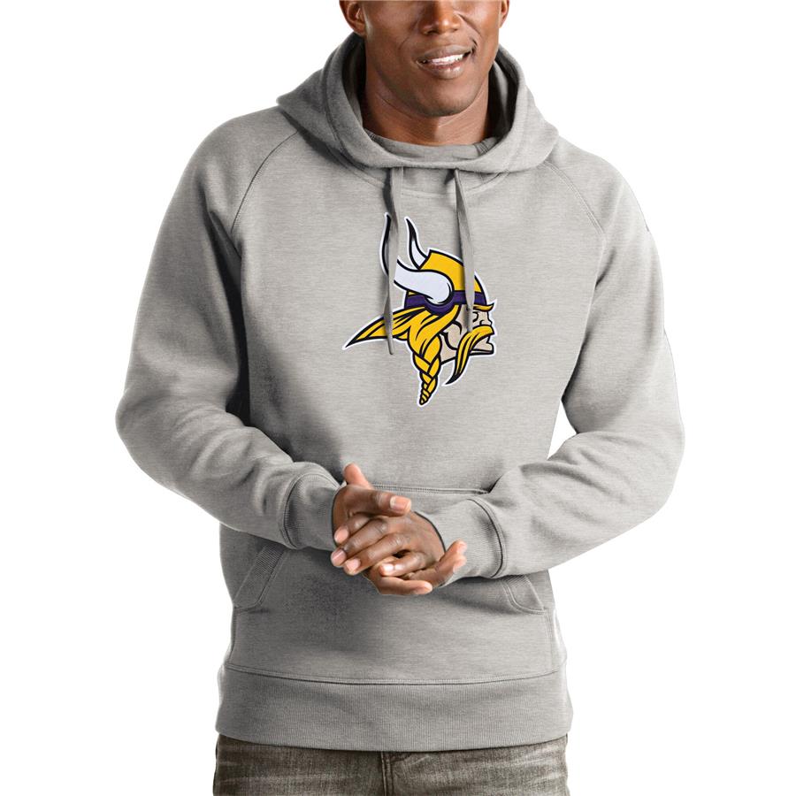 Minnesota Vikings Antigua Victory Pullover Hoodie - Heather Gray