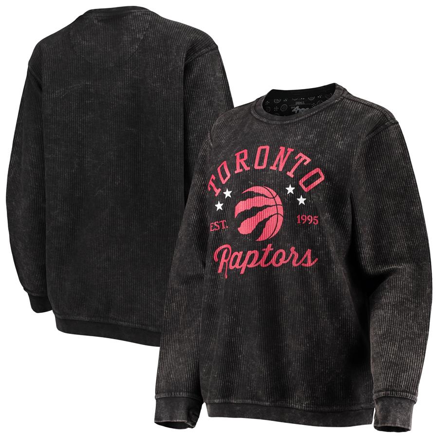 Toronto Raptors G-III Sports by Carl Banks Women's Slouchy Comfy Cord Crewneck Pullover Sweatshirt - Black