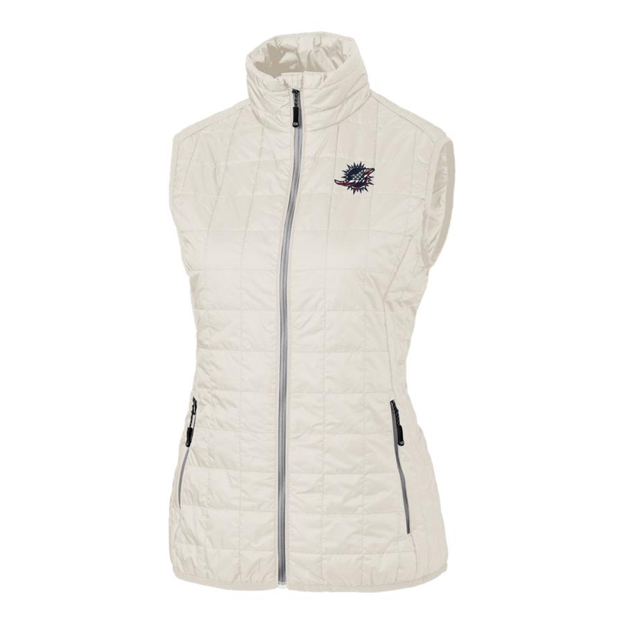 Miami Dolphins Cutter & Buck Women's Americana Rainier Full-Zip Vest - White