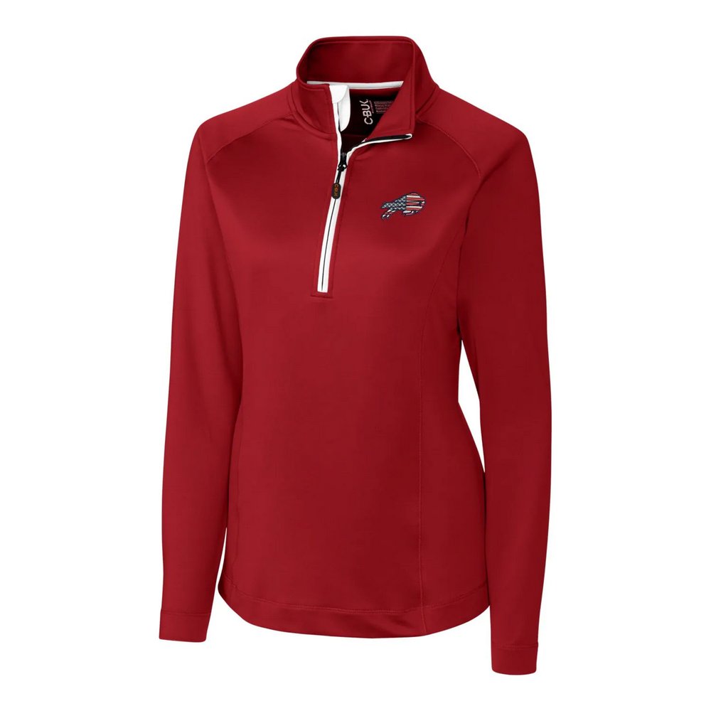 Buffalo Bills Cutter & Buck Women's Americana Jackson Half-Zip Overknit Pullover Jacket - Red