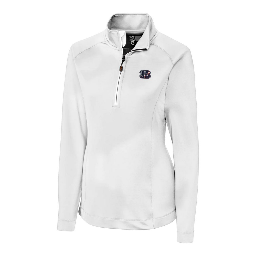 Cincinnati Bengals Cutter & Buck Women's Americana Jackson Half-Zip Overknit Pullover Jacket - White