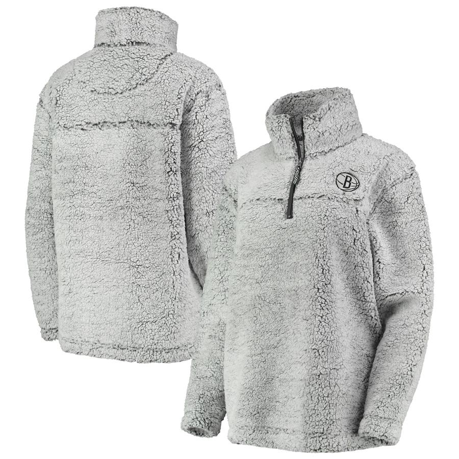 Brooklyn Nets G-III Sports by Carl Banks Women's Sherpa Quarter-Zip Pullover Jacket - Gray