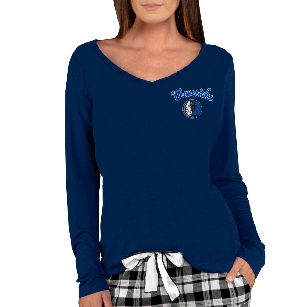 Dallas Mavericks Concepts Sport Women's Marathon V-Neck Long Sleeve T-Shirt - Navy