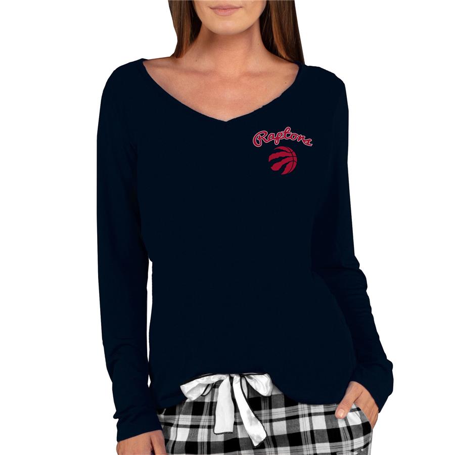 Toronto Raptors Concepts Sport Women's Marathon V-Neck Long Sleeve T-Shirt - Black
