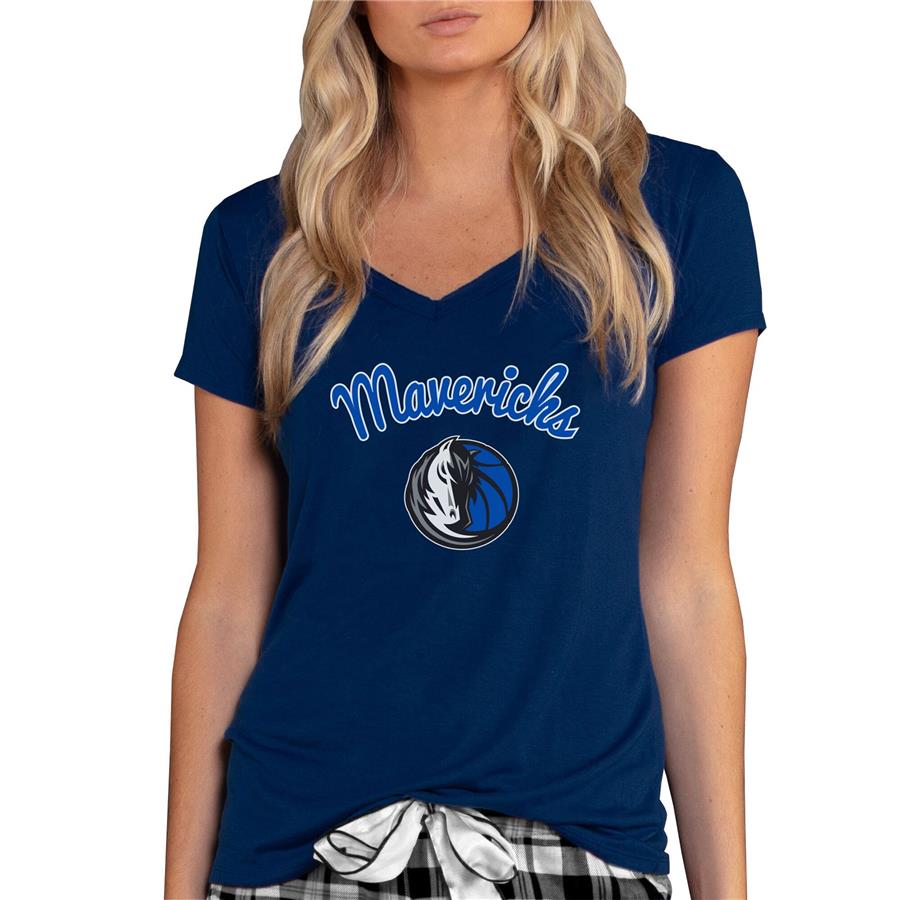 Dallas Mavericks Concepts Sport Women's Marathon V-Neck T-Shirt - Navy