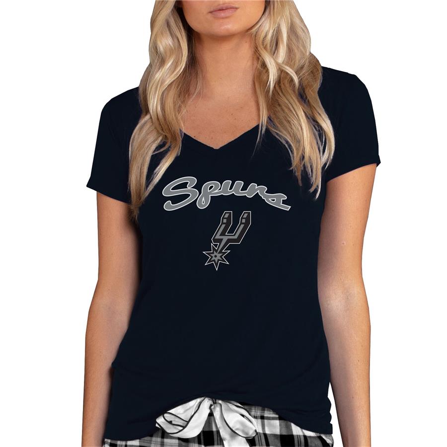 San Antonio Spurs Concepts Sport Women's Marathon V-Neck T-Shirt - Black