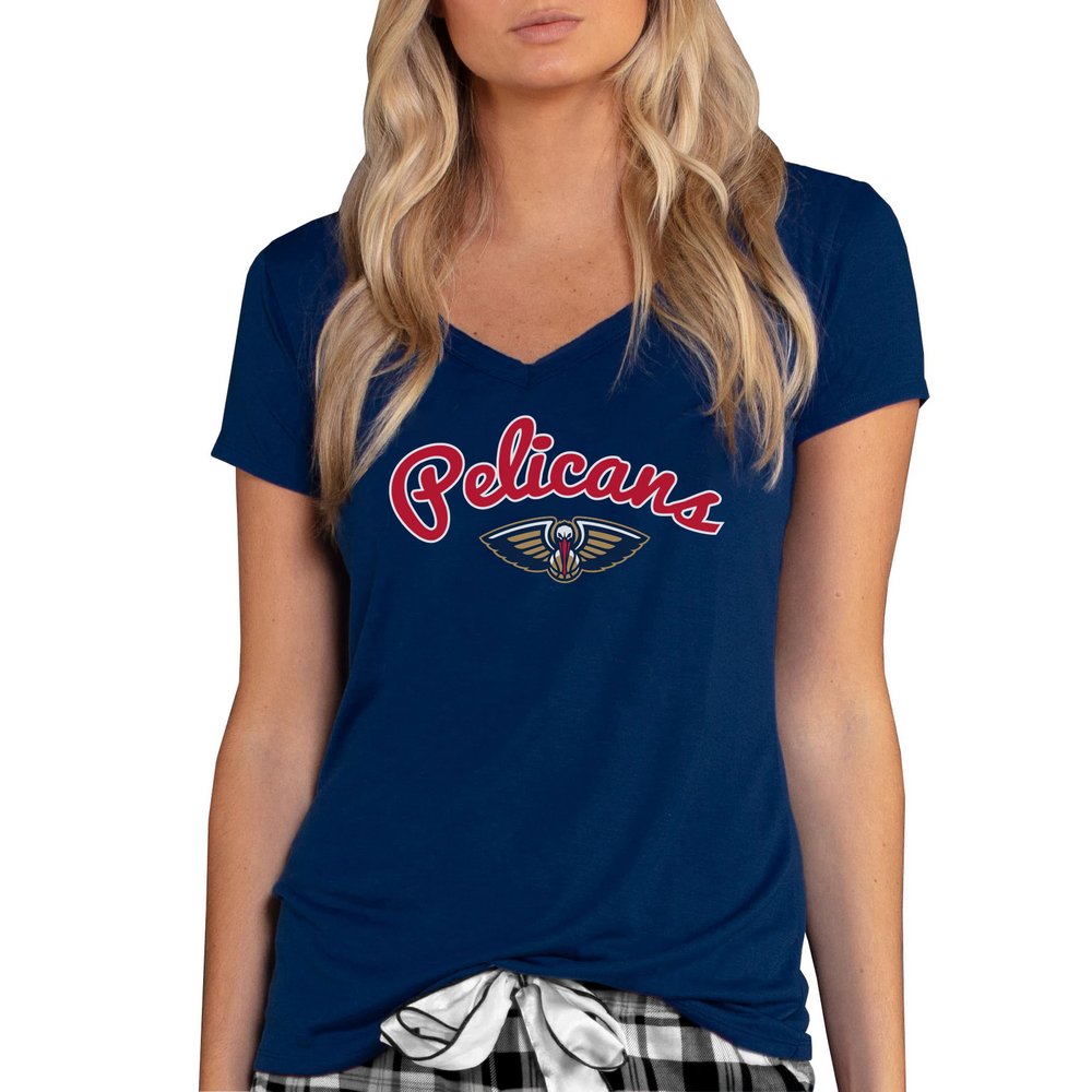 New Orleans Pelicans Concepts Sport Women's Marathon V-Neck T-Shirt - Navy