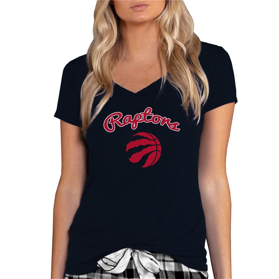 Toronto Raptors Concepts Sport Women's Marathon V-Neck T-Shirt - Black