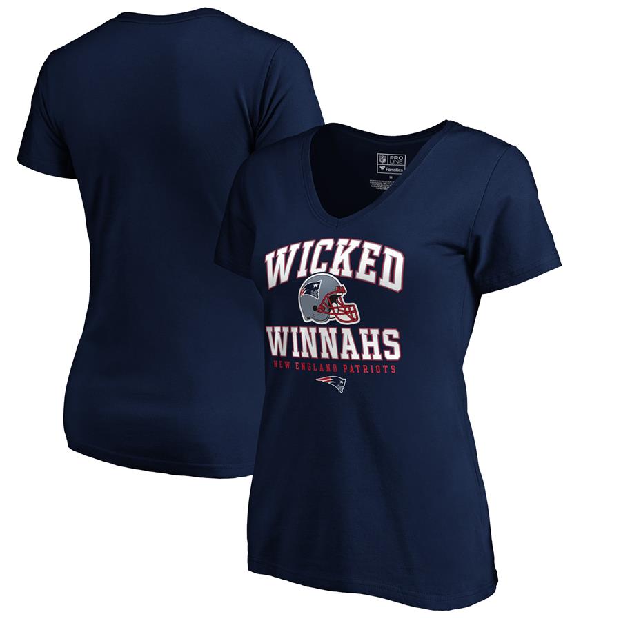 New England Patriots NFL Pro Line by Fanatics Branded Women's Hometown Refresh V-Neck T-Shirt - Navy