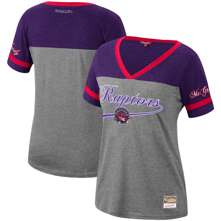 Tracy McGrady Toronto Raptors Mitchell & Ness Women's Heathered Charcoal Team Captain V-Neck T-Shirt