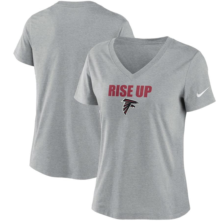 Atlanta Falcons Nike Women's Local Impact Tri-Blend V-Neck T-Shirt - Heathered Charcoal