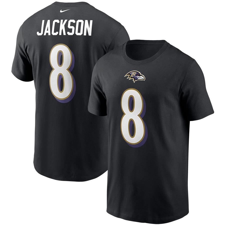 Lamar Jackson Baltimore Ravens Nike Name & Number T-Shirt - Black