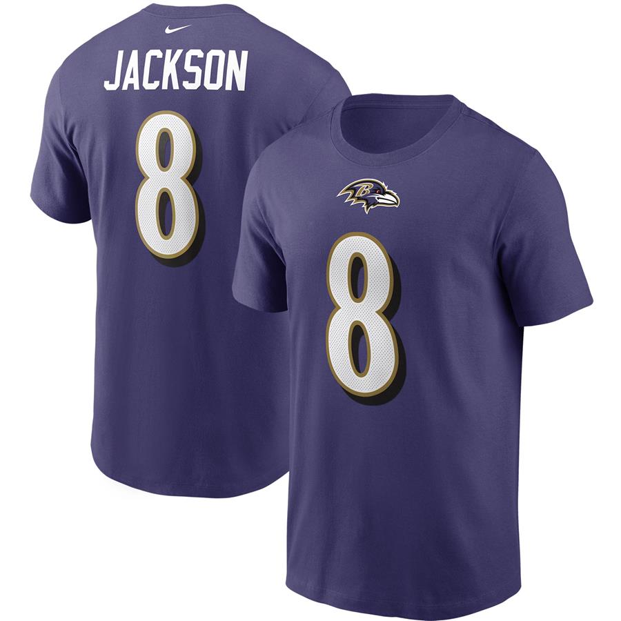 Lamar Jackson Baltimore Ravens Nike Name & Number T-Shirt - Purple