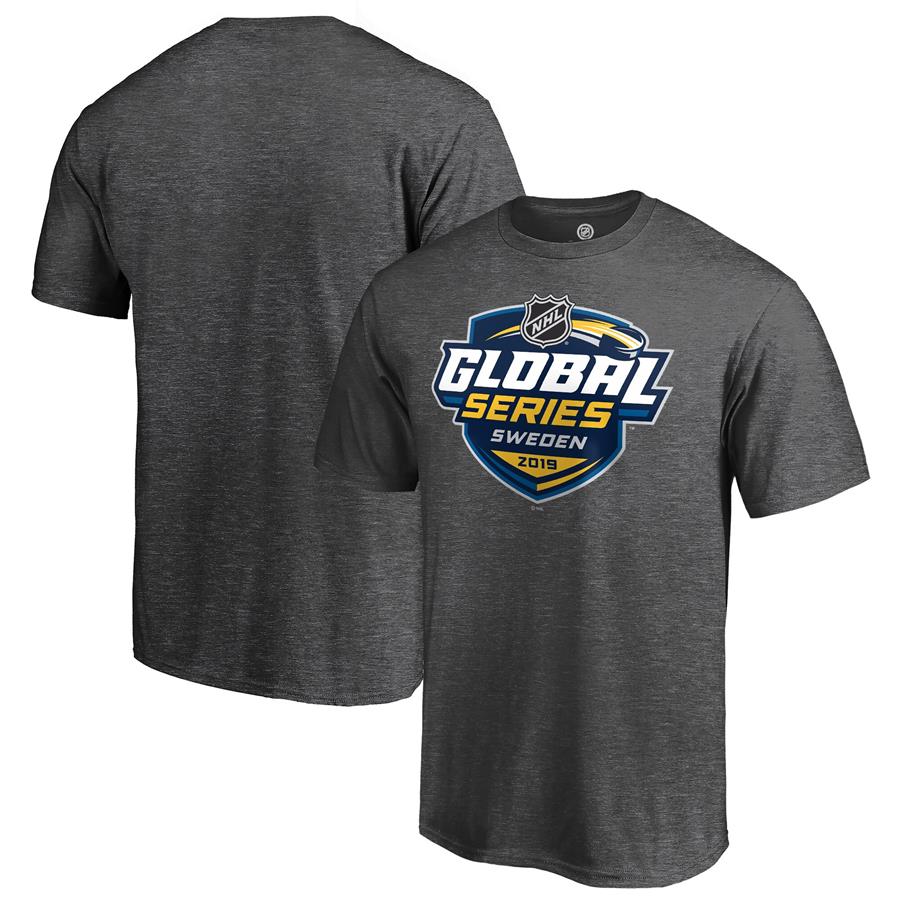 Fanatics Branded 2019 NHL Global Series Sweden T-Shirt - Heather Gray