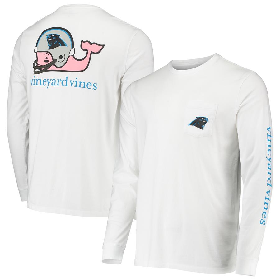 Carolina Panthers Vineyard Vines Whale Helmet Long Sleeve T-Shirt - White