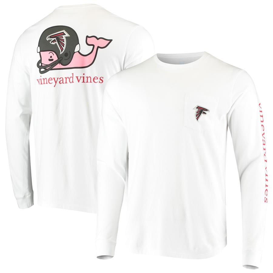 Atlanta Falcons Vineyard Vines Whale Helmet Long Sleeve T-Shirt - White