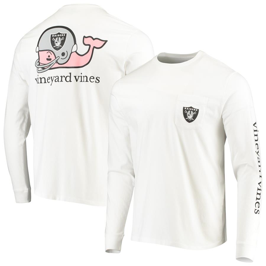 Las Vegas Raiders Vineyard Vines Whale Helmet Long Sleeve T-Shirt - White