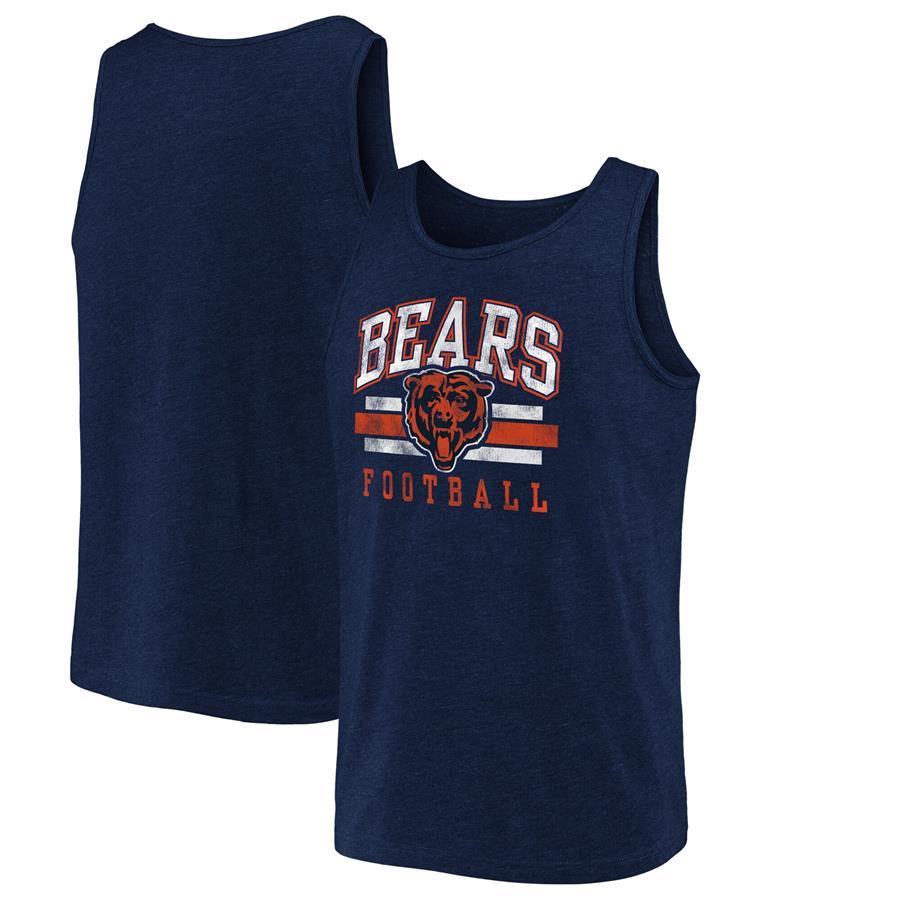 Chicago Bears Fanatics Branded Distressed Logo Tank Top - Navy