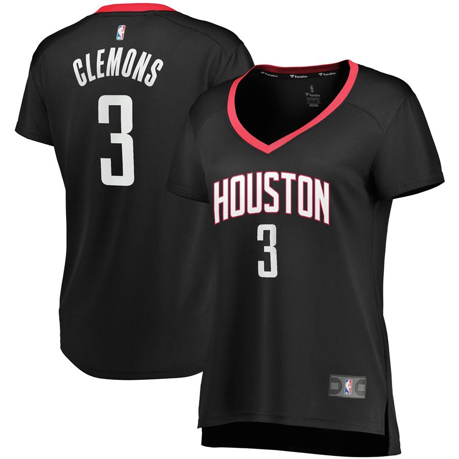 Chris Clemons Houston Rockets Fanatics Branded Women's Fast Break Replica Jersey Black - Statement Edition
