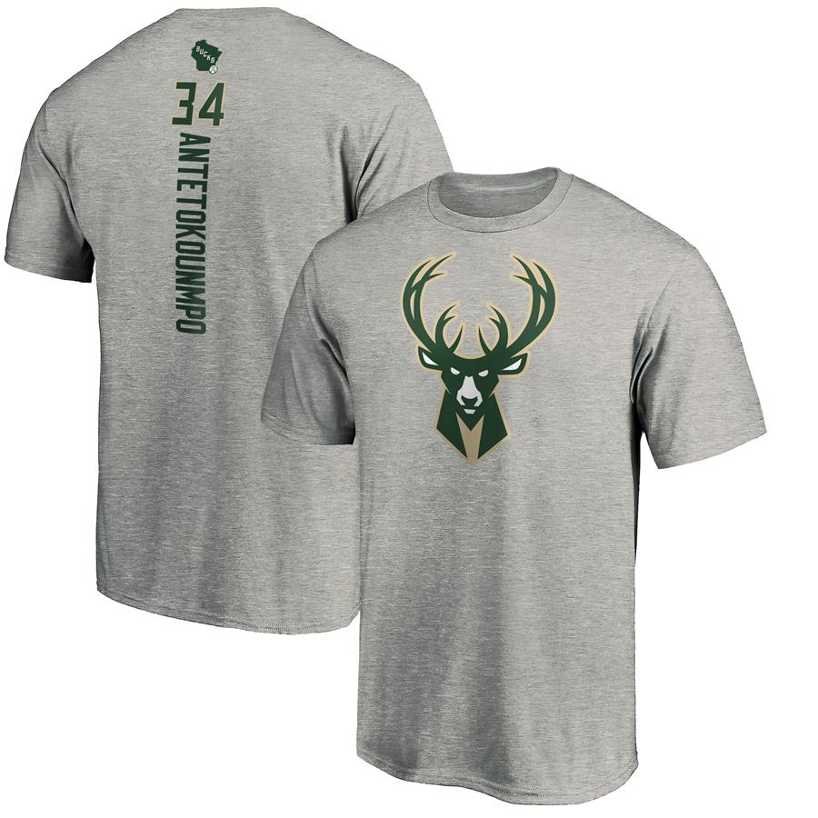 Giannis Antetokounmpo Milwaukee Bucks Fanatics Branded Playmaker Name & Number Team T-Shirt - Heathered Gray