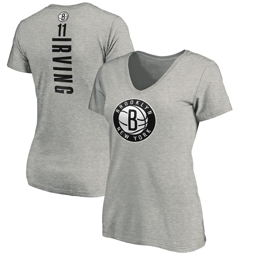 Kyrie Irving Brooklyn Nets Fanatics Branded Women's Playmaker Name & Number V-Neck T-Shirt - Heathered Gray