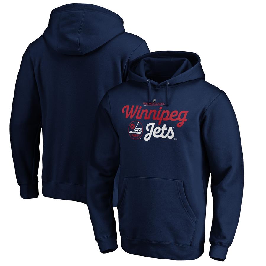 Winnipeg Jets Fanatics Branded 2019 Heritage Classic Mosaic Pullover Hoodie - Navy